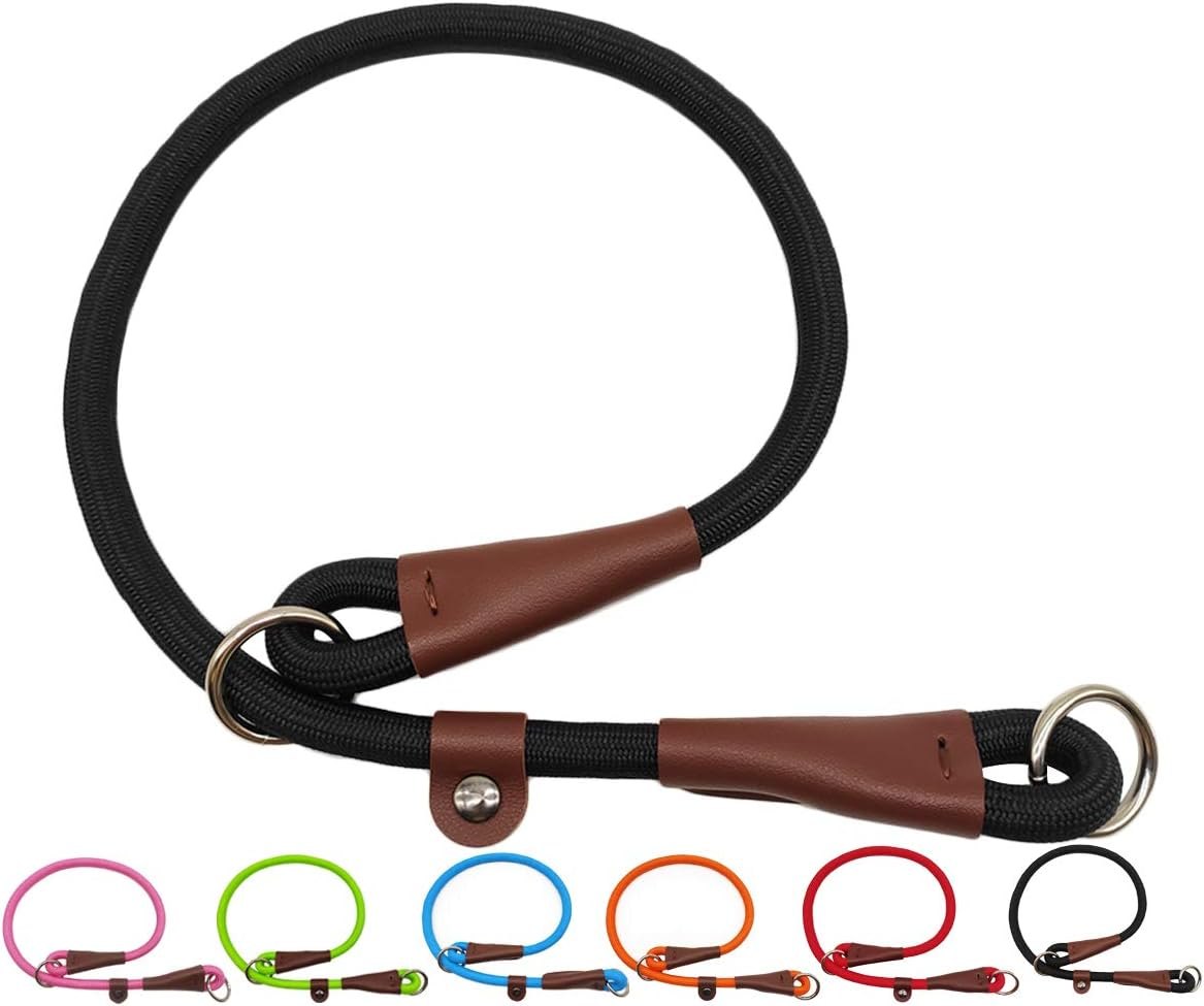 MayPaw Rope Slip Collar for Training, 24" x 1/2" — Black