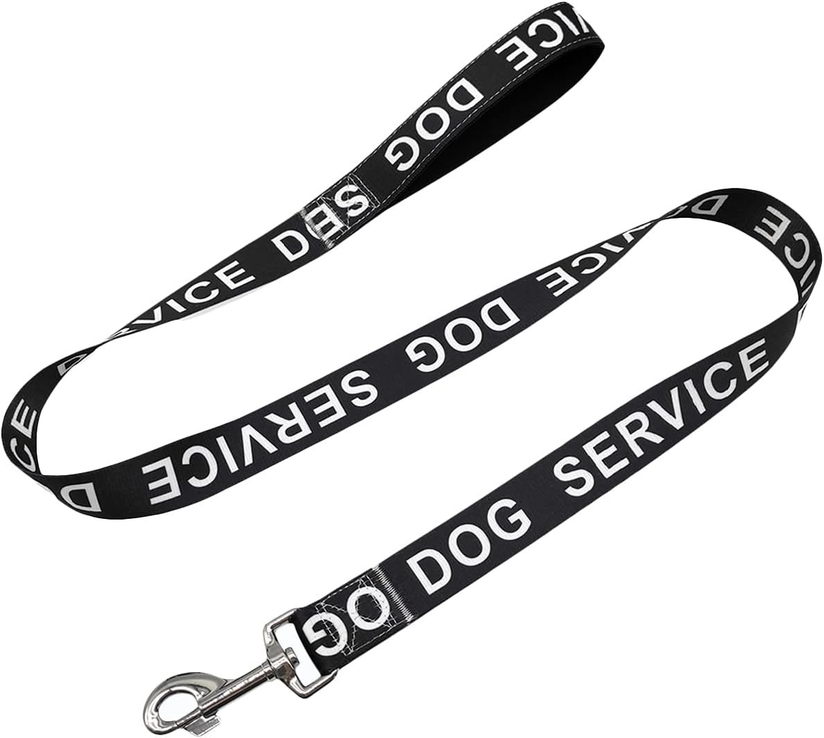 MayPaw 4 ft SERVICE DOG Leash, 1" Nylon with Neoprene Handle — Black